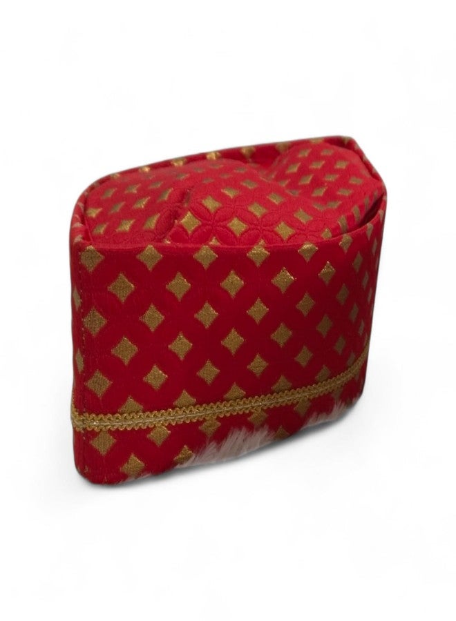 Firstdemand Traditional Golden Printed Wedding Cap for Men, Pooja Topi, Marriage Engagement Sakharpuda Topi - Image 1